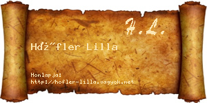 Höfler Lilla névjegykártya